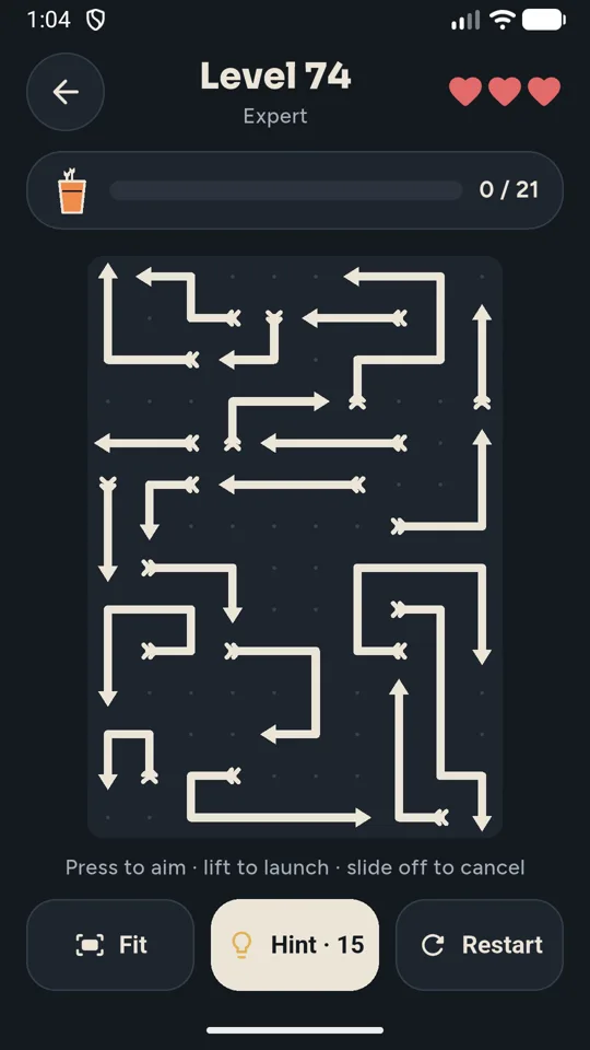 A dense Expert board in dark mode